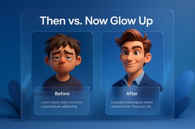 3D Design: Then vs Now Glow Up Illustration
