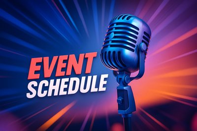 Dynamic Event Schedule Poster with Microphone Illustration