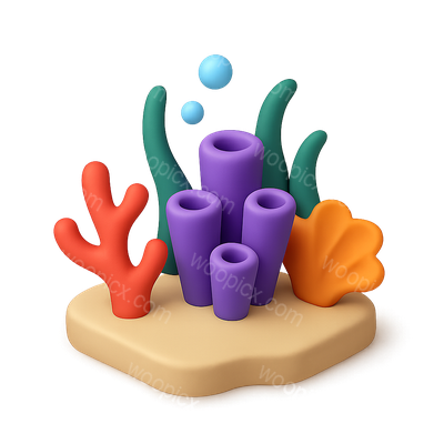 Colorful 3D Reef Icon with Coral and Sea Elements