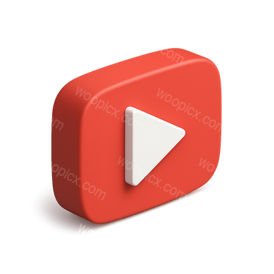 Stylized 3D YouTube Icon with Play Button