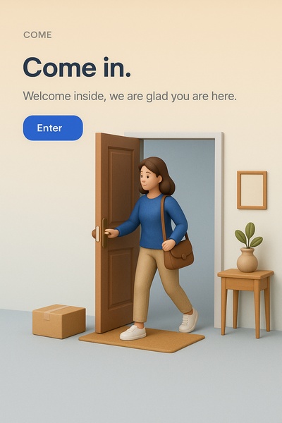 Detailed 3D Illustration of Welcoming Scene