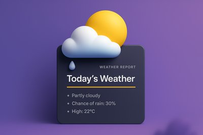 3D Weather Report Illustration with Cloud and Sun