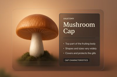 3D Illustration of a Mushroom Cap with Informative Overlay