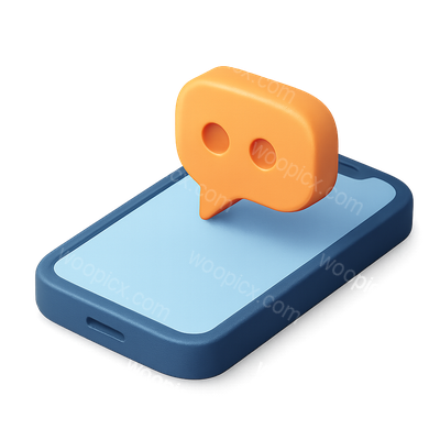 3D Phone Icon with Message Bubble in Isometric Style