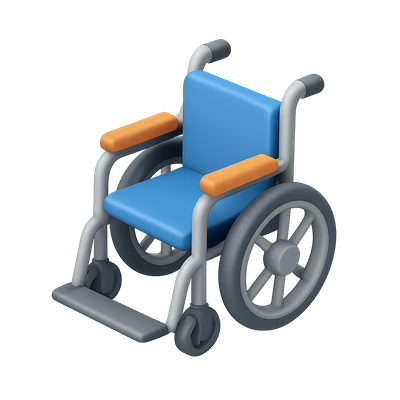 Stylish 3D Wheelchair Icon with Isometric Design