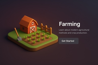 3D Scene of a Farming Concept with House and Garden