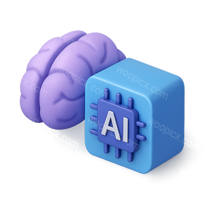 Stylish 3D Icon Design Featuring AI Brain Concept