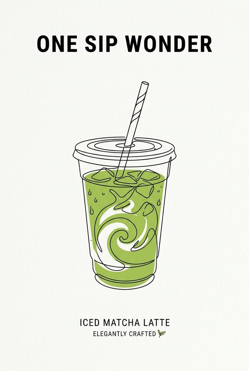 minimalist matcha line art