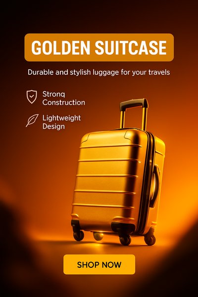 Golden Suitcase - Durable and Stylish Luggage for Travel