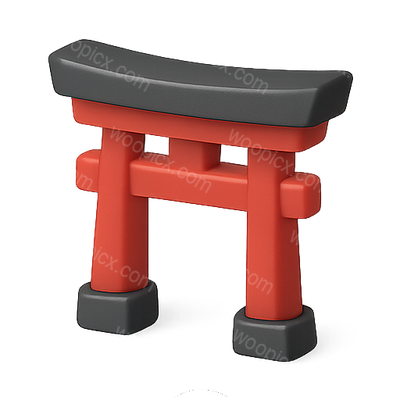 3D Render of a Traditional Japanese Torii Gate