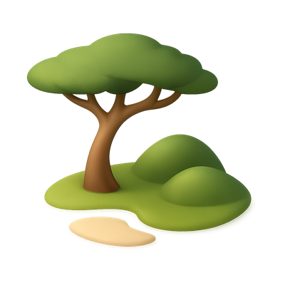 3D Icon of a Savanna Landscape with Acacia Tree