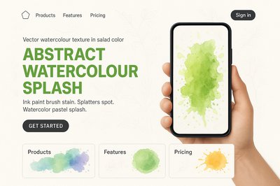 Modern Landing Page Design with Abstract Watercolor Elements