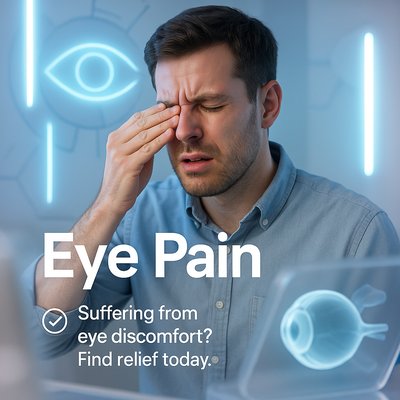 Health Awareness Graphic on Eye Pain Relief