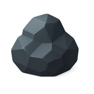 Geometric Dark Rock Render with Faceted Surface