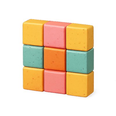 Colorful 3D Puzzle Block Arrangement