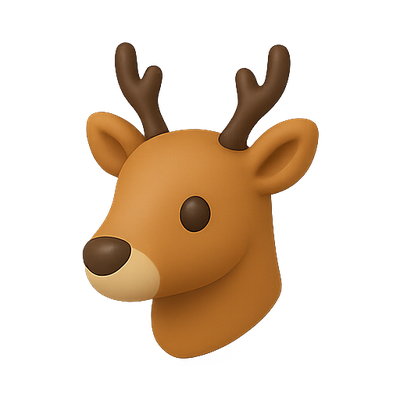 3D Cartoon-Style Deer Head Icon