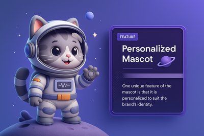Adorable Space Cat in Astronaut Suit with Branding Features
