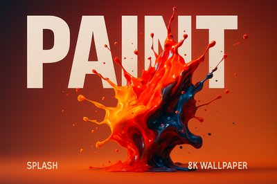 Vivid Paint Splash 8K Wallpaper with Bold Typography