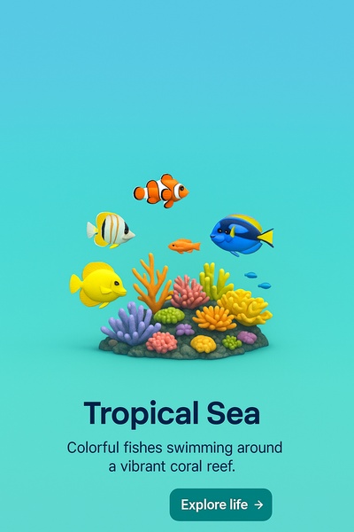 Vibrant Underwater Scene of Tropical Reef Life
