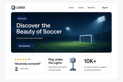 Landing Page Design with 3D Soccer Illustration