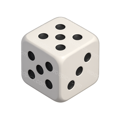 Realistic 3D Six-Sided Dice Icon with Isometric View