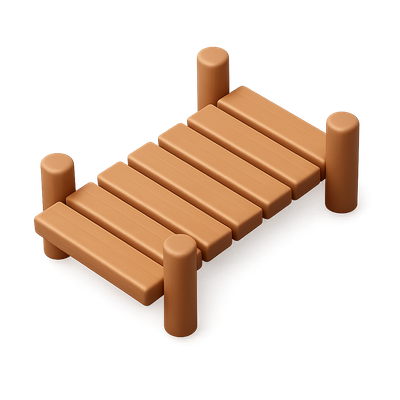 Stylized 3D Boardwalk Icon with Isometric View
