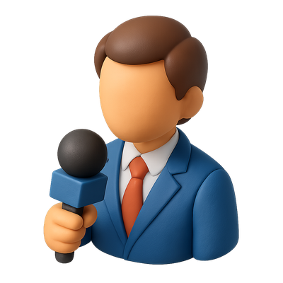 3D Reporter Icon with Volumetric Design