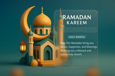 Ramadan Kareem: 3D Mosque and Crescent Moon Design