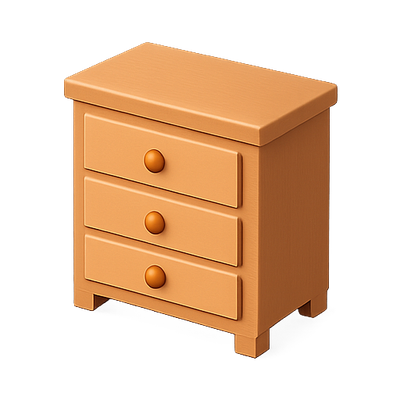 Stylized 3-Drawer Nightstand in Soft Orange