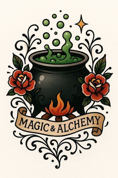 Illustrative Design of a Cauldron with Alchemical Elements