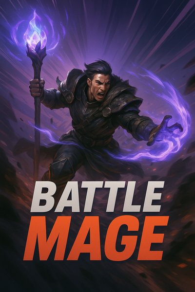 Dynamic Battle Mage Illustration with Energy Effects