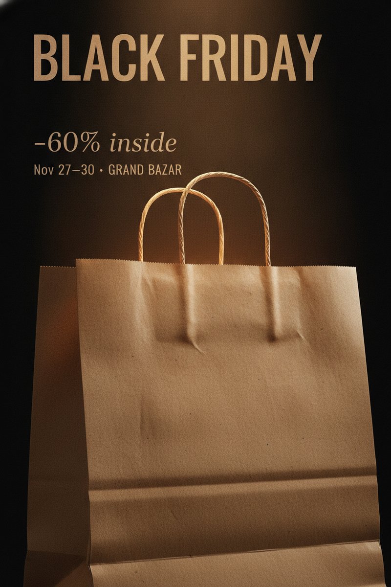 Kraft shopping bag with glow
