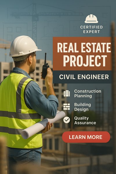Professional Real Estate Project Advertisement Featuring Civil Engineer