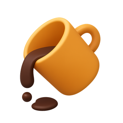 3D Icon of a Cup Spilling Liquid in Isometric View