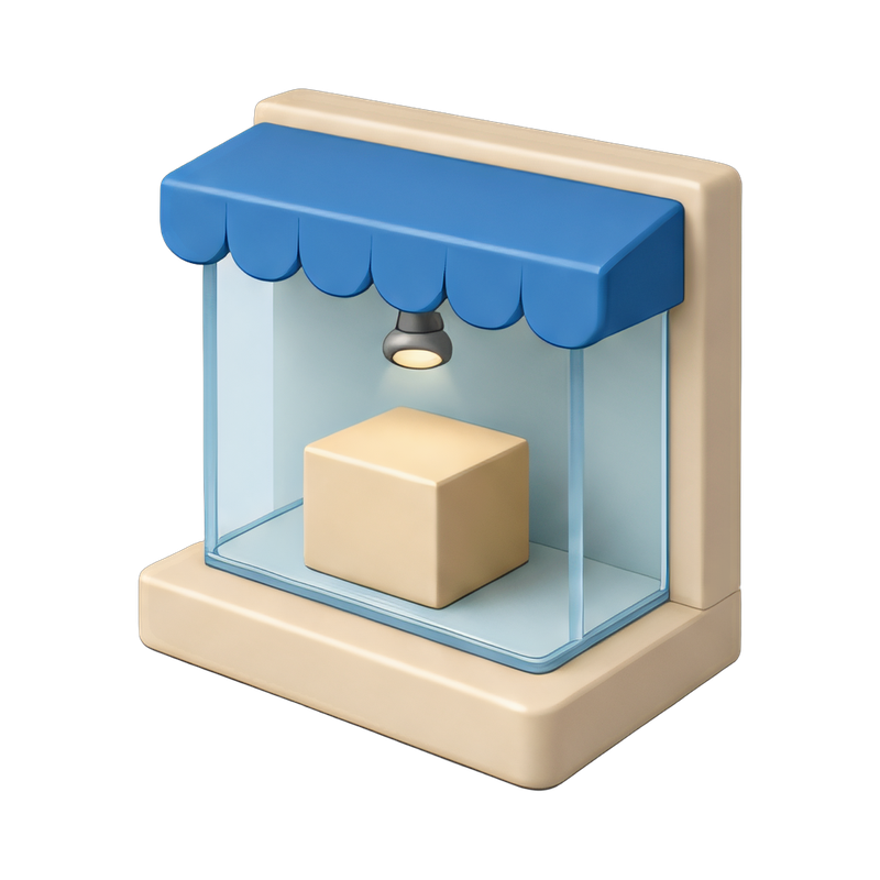 Elegant window display podium setup