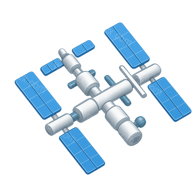 3D Icon of an International Space Station in Isometric View