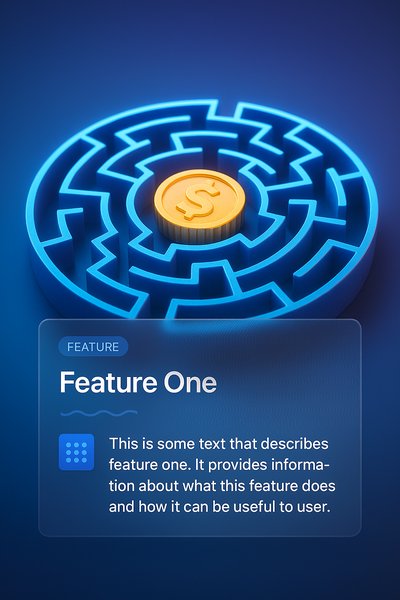 Glowing Digital Maze with Central Coin and Feature Block