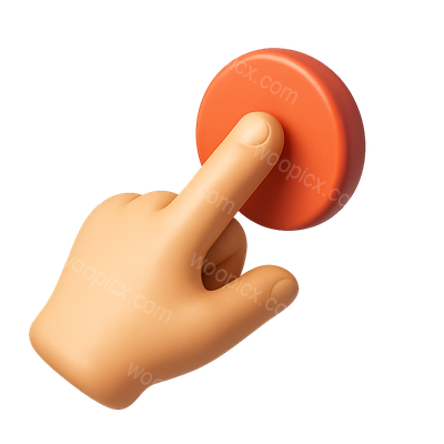 3D Icon of a Hand Touching a Button in Isometric View