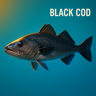 Realistic Black Cod with Professional Lighting and Simple Background