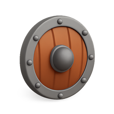 Stylized Shield Icon with Metallic Accents
