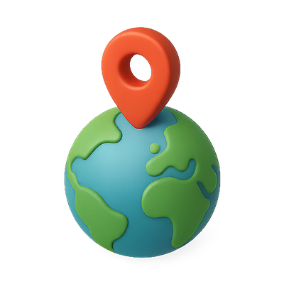 3D Illustration of Earth with Location Pin