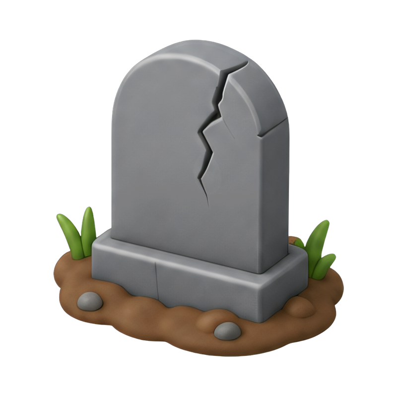 weathered cracked tombstone
