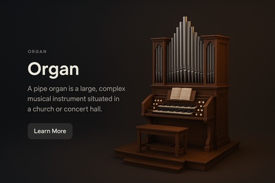 Detailed 3D Illustration of a Pipe Organ with Dark Background