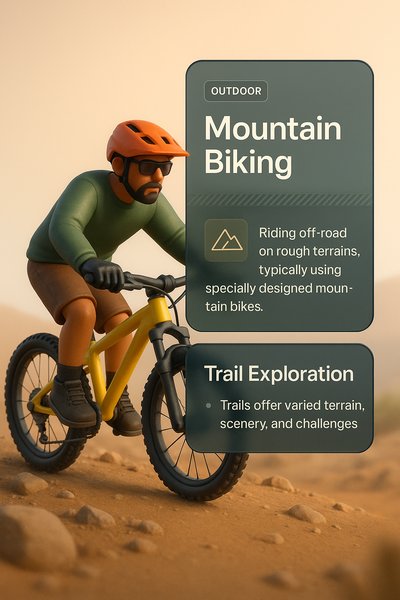 Stylish 3D Illustration of Mountain Biking Adventure