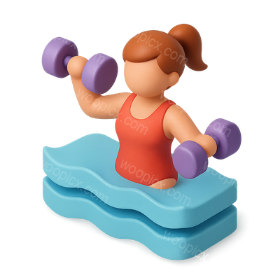 3D Aqua Aerobics Icon with Weights in Water