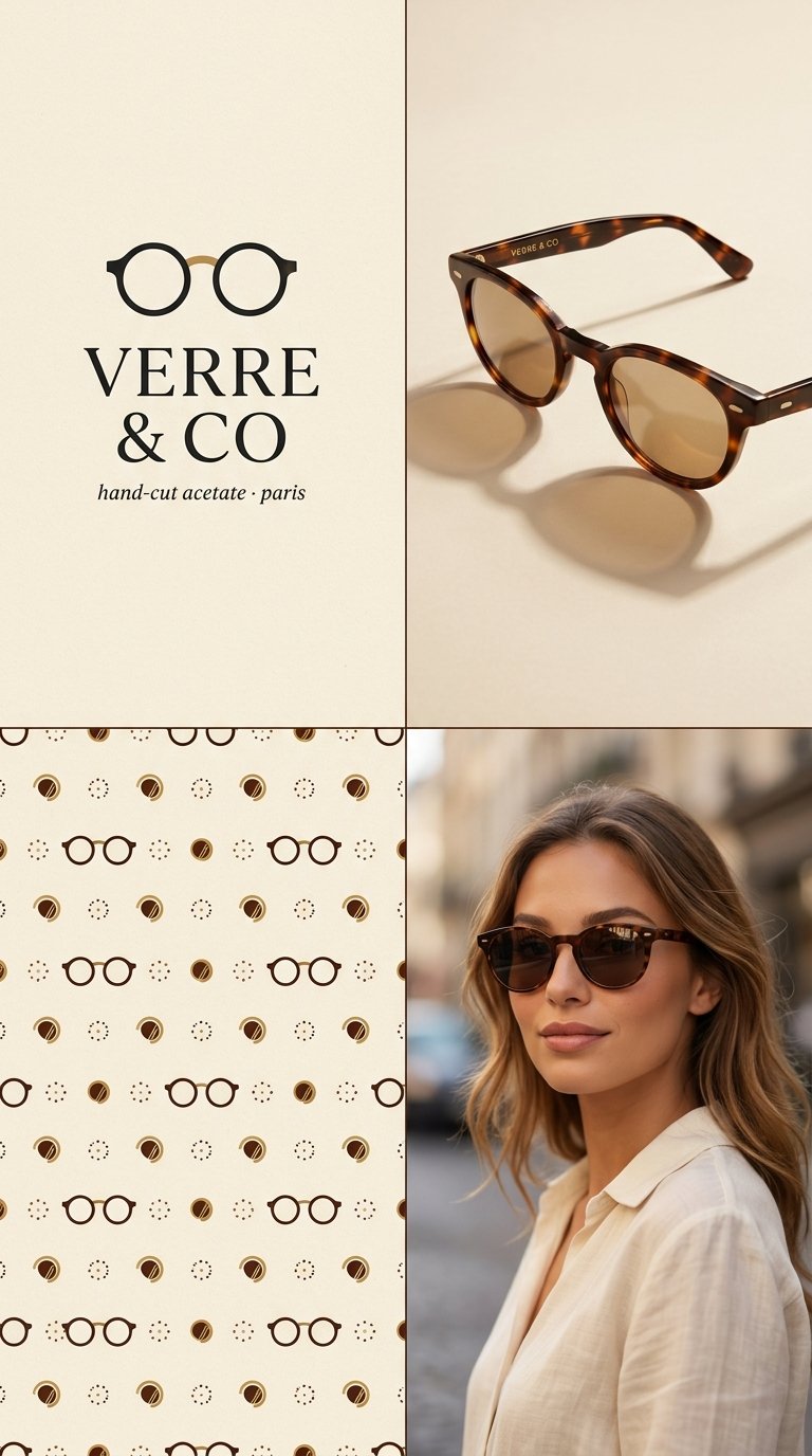 Elegant eyewear brand identity sheet