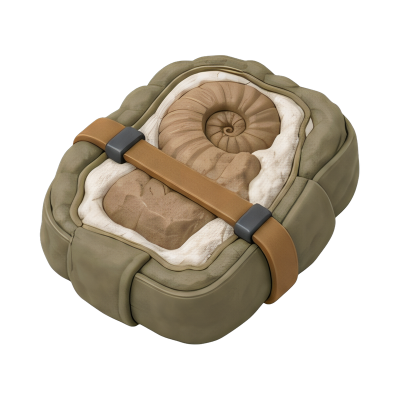 fossil wrapped in field jacket