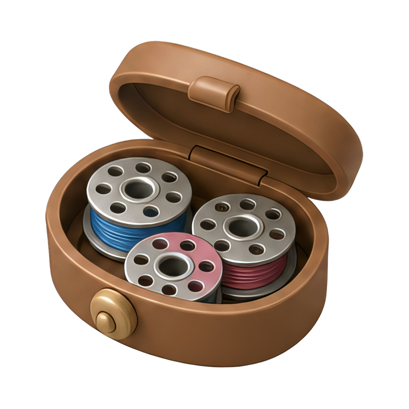 Bobbins in a sewing case