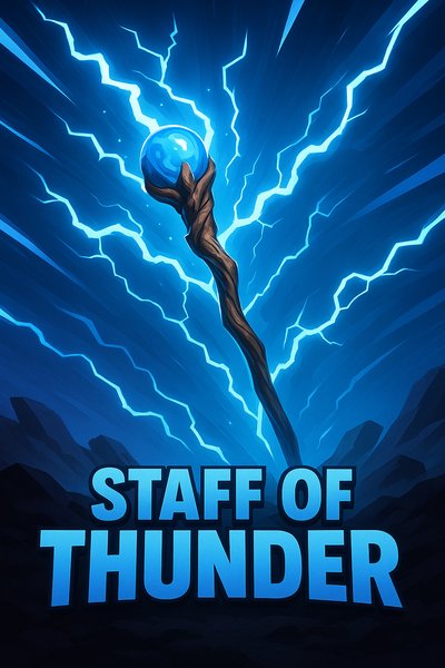 Dynamic Staff of Thunder Illustration with Electric Effects