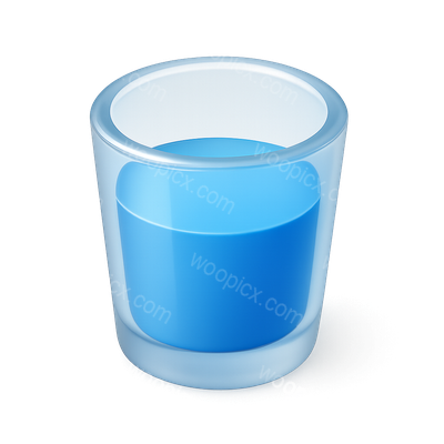 Stylish 3D Glass Icon with Blue Liquid